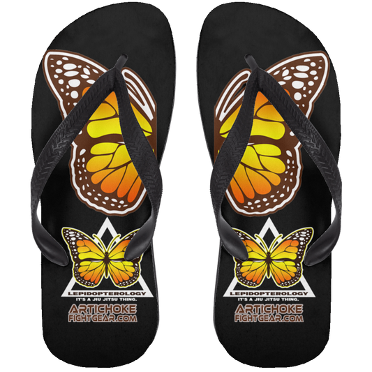 Artichoke Fight Gear Custom Design #6. Lepidopterology (Study of butterflies). Butterfly Guard. Adult Flip Flops