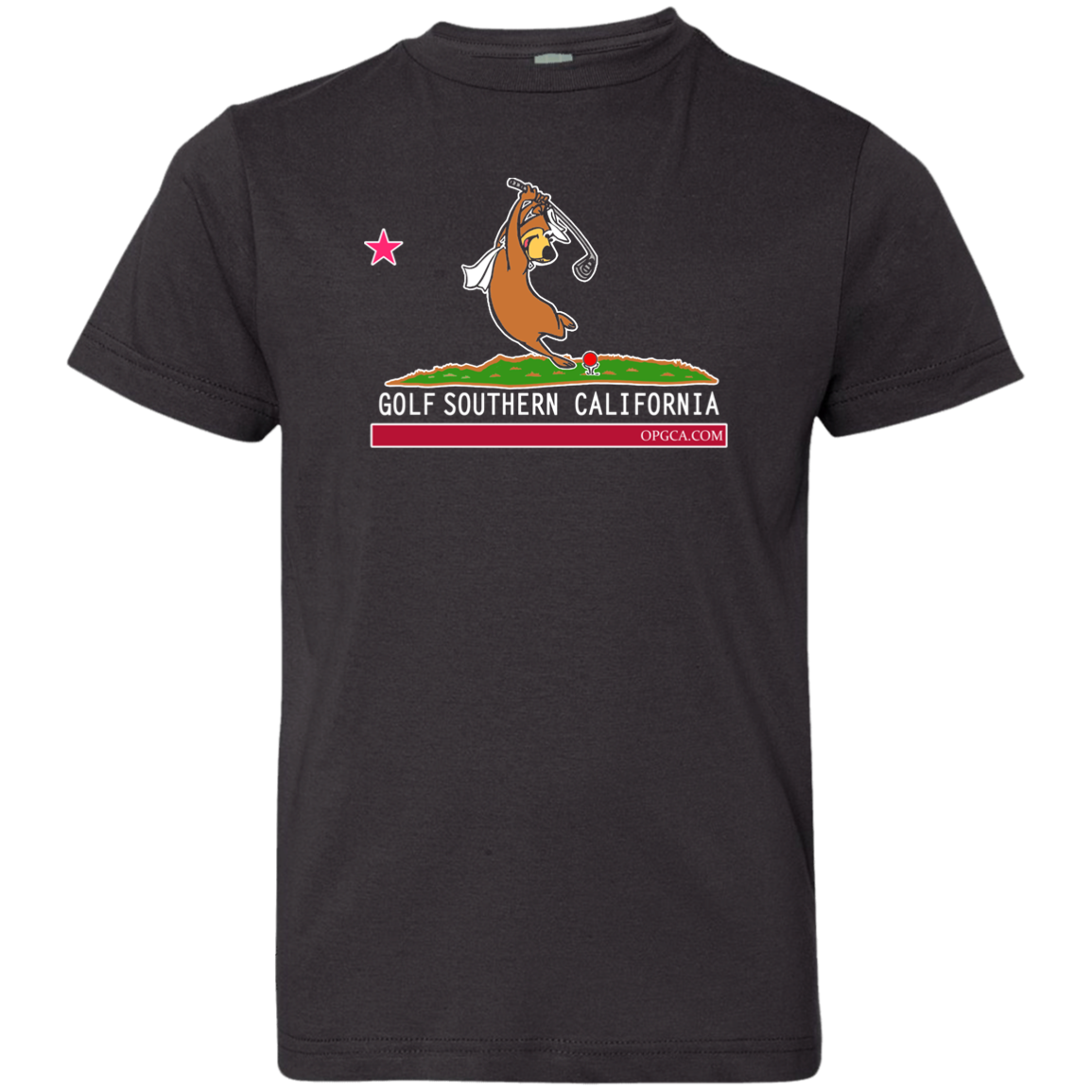 Custom Design #15. Golf Southern California with Yogi Fan Art. Youth Jersey T-Shirt