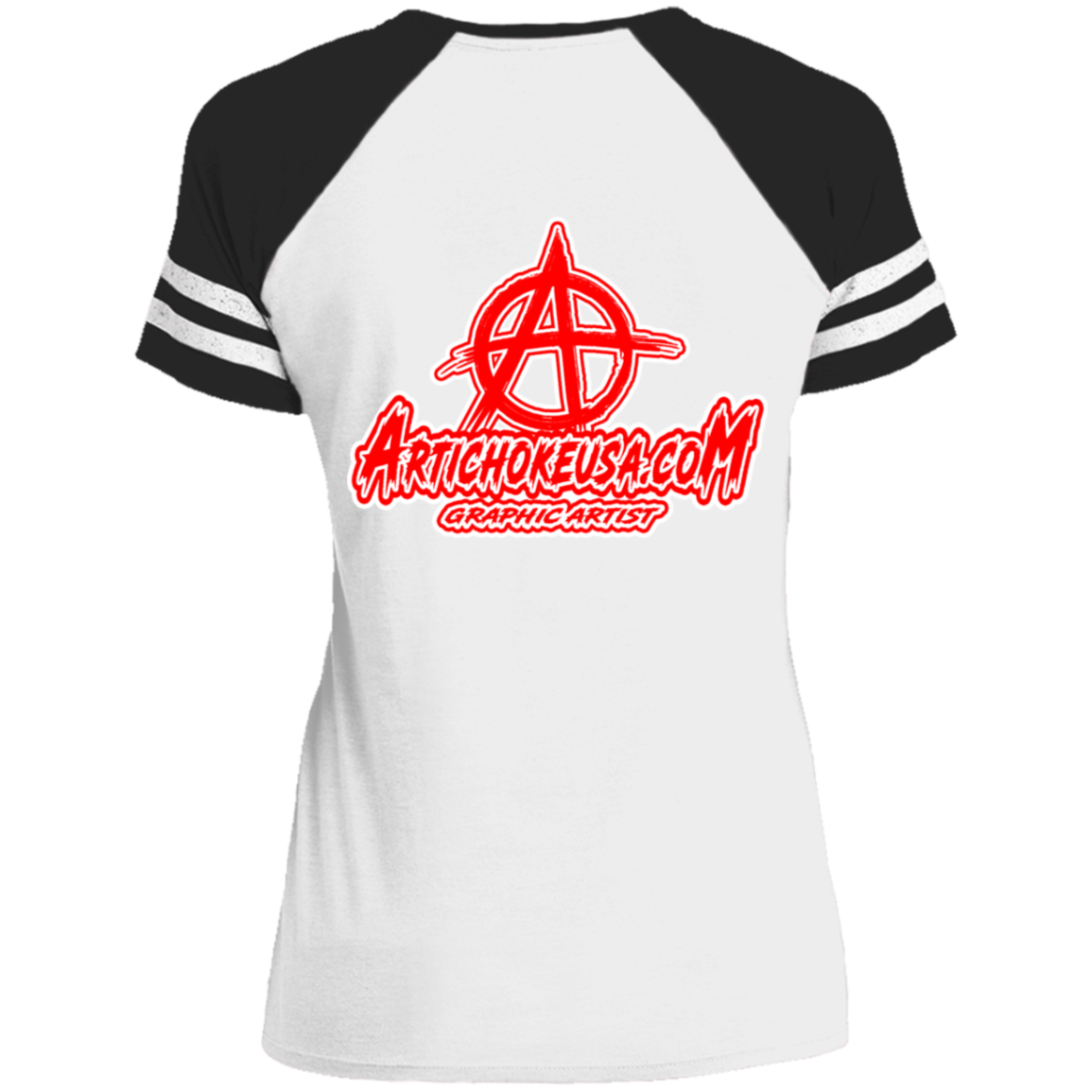 ArtichokeUSA Custom Design. Metallica Style Logo. Let's Make One For Your Project. Ladies' Game V-Neck T-Shirt