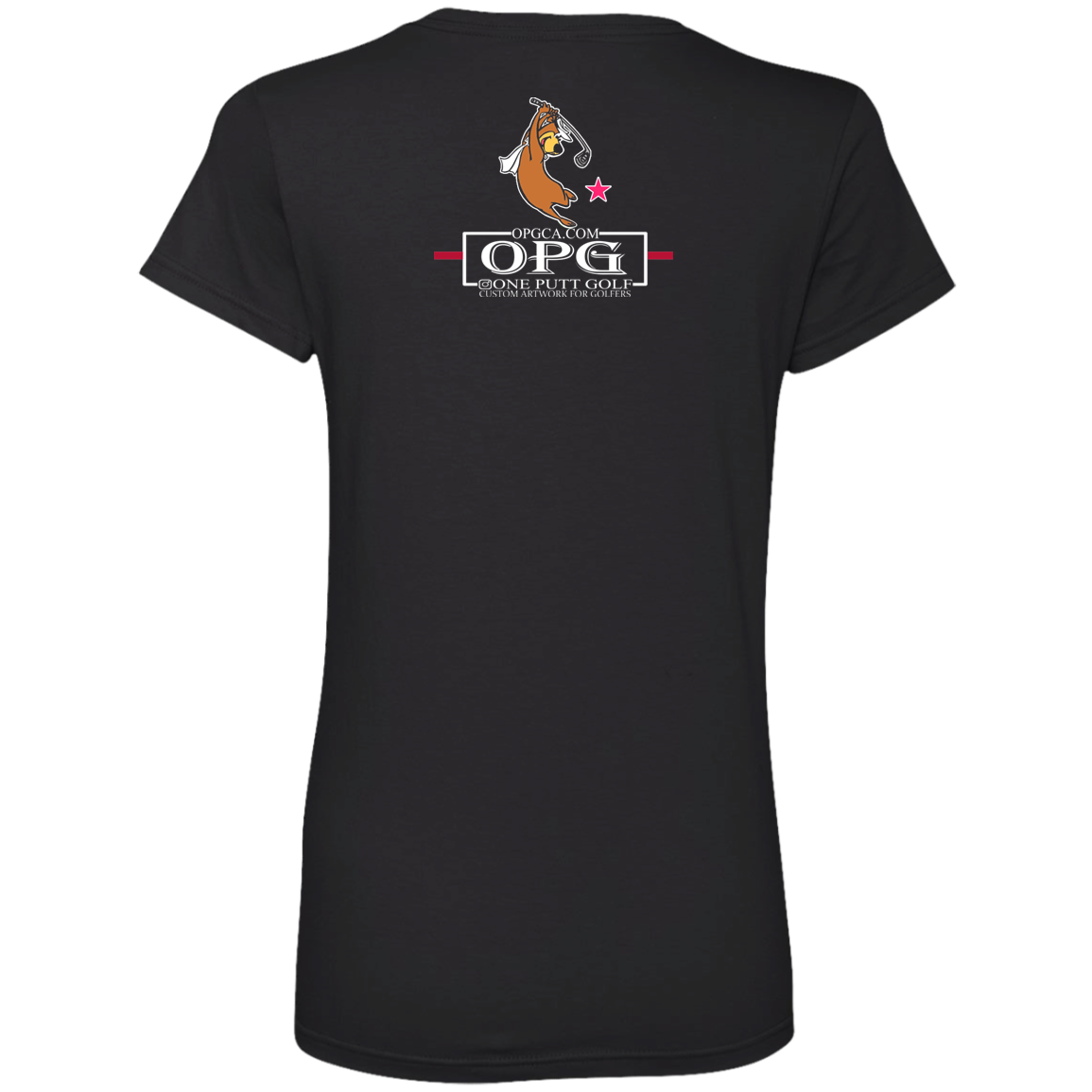 OPG Custom Design #15. Golf Southern California with Yogi Bear Fan Art. Ladies' V-Neck 100% Ring Spun Cotton T-Shirt
