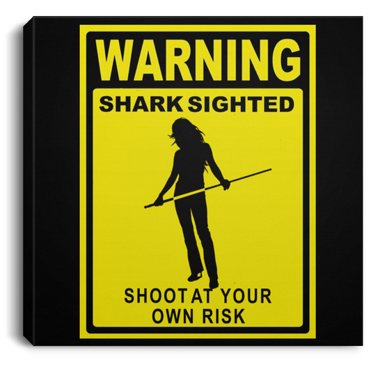 The GHOATS custom design #36. Shark Sighted. Female Pool Shark. Shoot At Your Own Risk. Pool / Billiards. Square Canvas .75in Frame