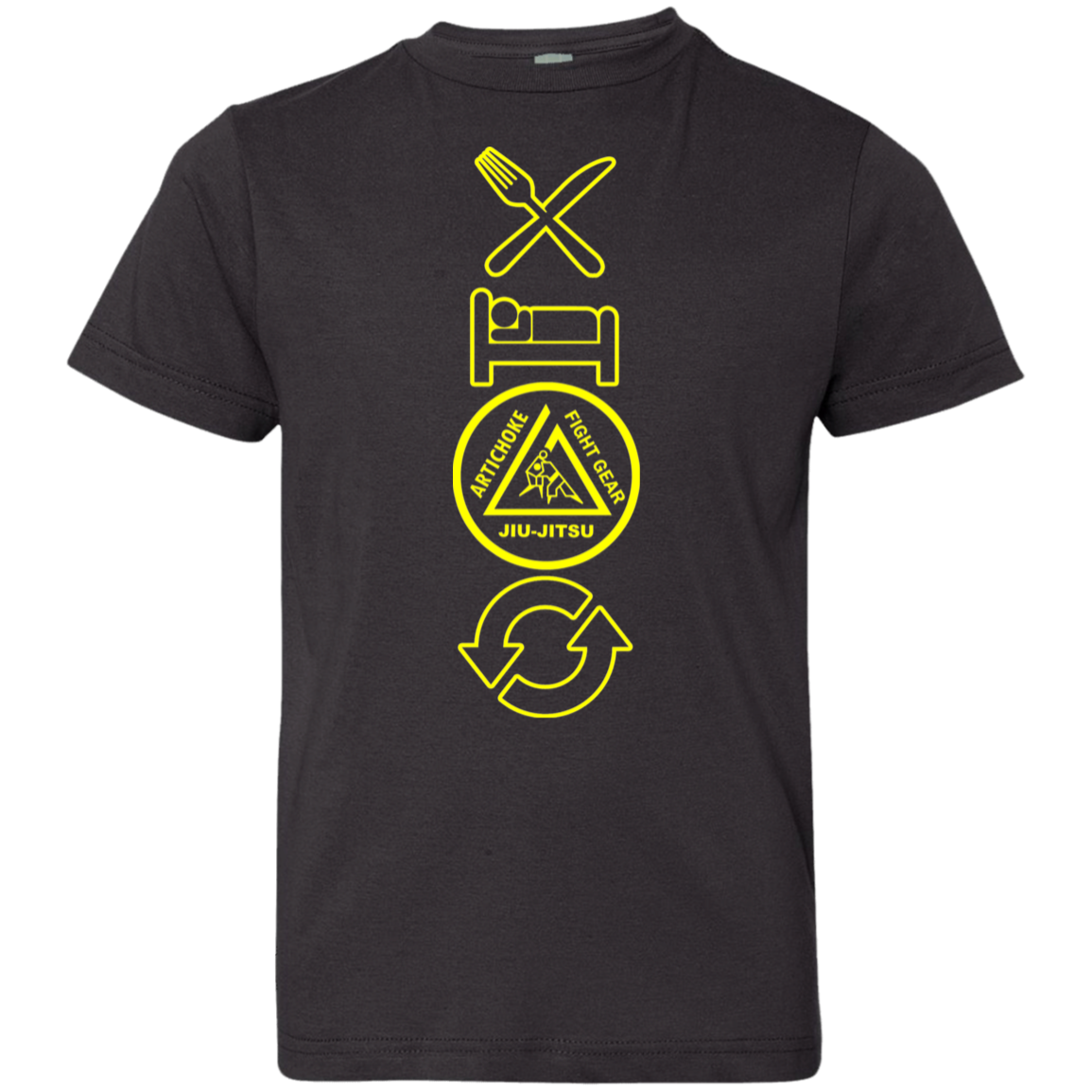 Artichoke Fight Gear Custom Design #9. EAT. SLEEP. JIU JITSU. REPEAT. Youth Jersey 100% Combed Ringspun Cotton T-Shirt