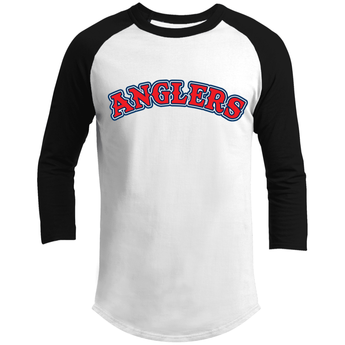 ArtichokeUSA Custom Design. Anglers. Southern California Sports Fishing. Los Angeles Angels Parody. 3/4 Raglan Sleeve Shirt