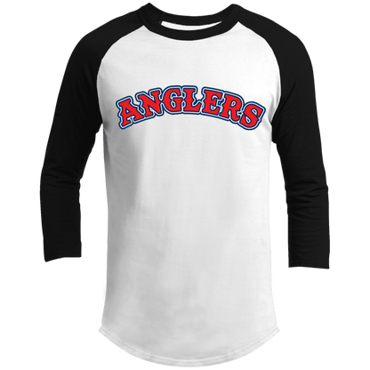 ArtichokeUSA Custom Design. Anglers. Southern California Sports Fishing. Los Angeles Angels Parody. 3/4 Raglan Sleeve Shirt