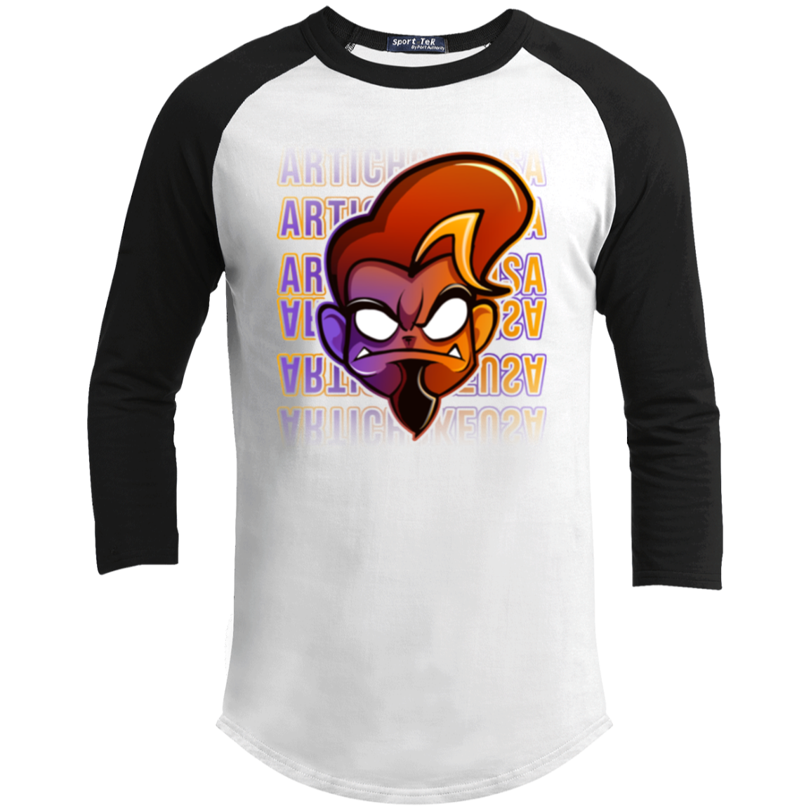 ArtichokeUSA Character and Font design. Let's Create Your Own Team Design Today. Arthur. Youth 3/4 Raglan Sleeve Shirt