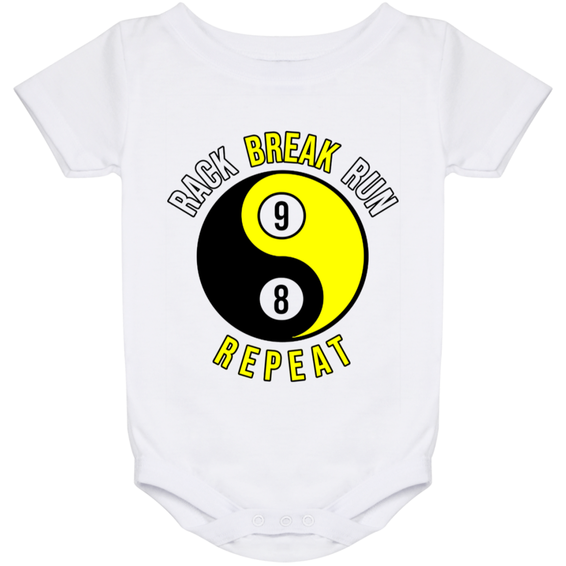 The GHOATS Custom Design #7. Rack Break Run Repeat. Ying Yang. Baby Onesie 24 Month