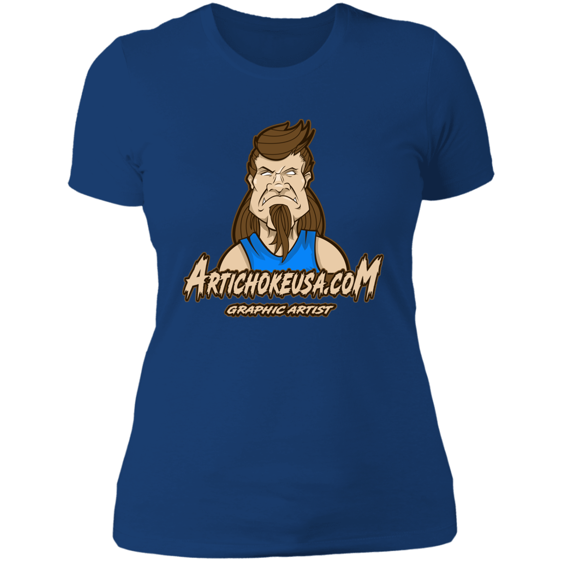 ArtichokeUSA Character and Font design. Let's Create Your Own Team Design Today. Mullet Mike. Ladies' Boyfriend T-Shirt