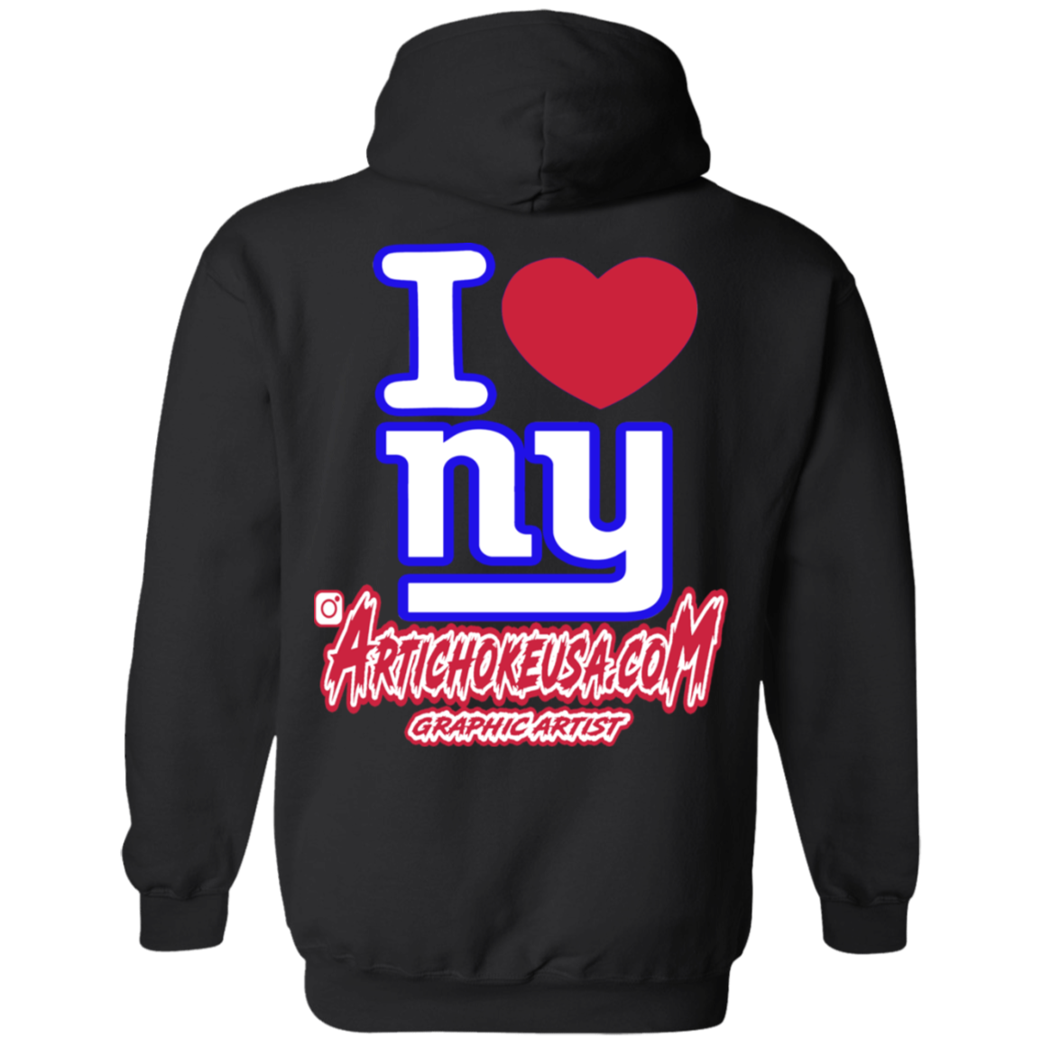 ArtichokeUSA Custom Design. I heart New York Giants. NY Giants Football Fan Art. Pullover Hoodie
