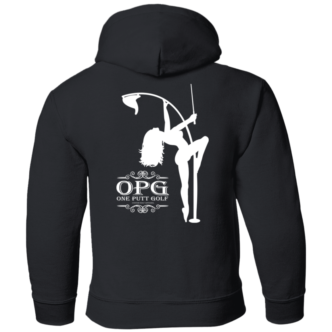 OPG Custom Design #10. Lady on Front / Flag Pole Dancer On Back. Youth Hoodie