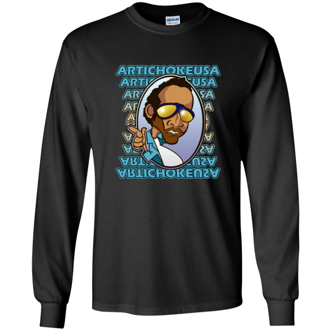 ArtichokeUSA Character and Font design. Let's Create Your Own Team Design Today. My first client Charles. Youth LS T-Shirt