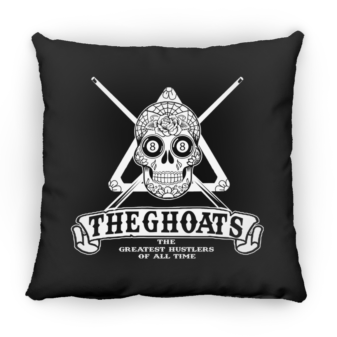 The GHOATS Custom Design #37. Sugar Skull Pool Theme. Large Square Pillow
