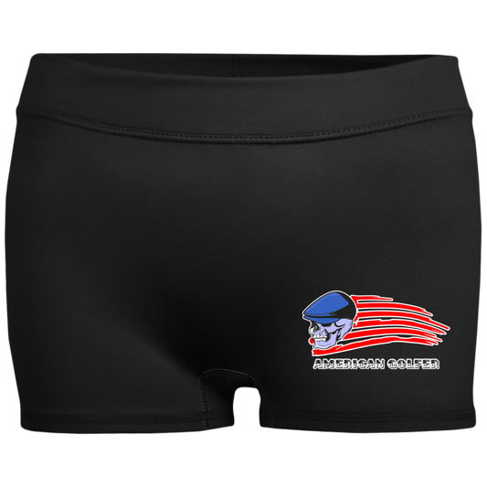 OPG Custom Design #12. Golf America. Male Edition. Ladies' Fitted Moisture-Wicking 2.5 inch Inseam Shorts