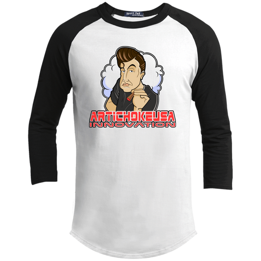 ArtichokeUSA Custom Design. Innovation. Elon Musk Parody Fan Art. Youth 3/4 Raglan Sleeve Shirt