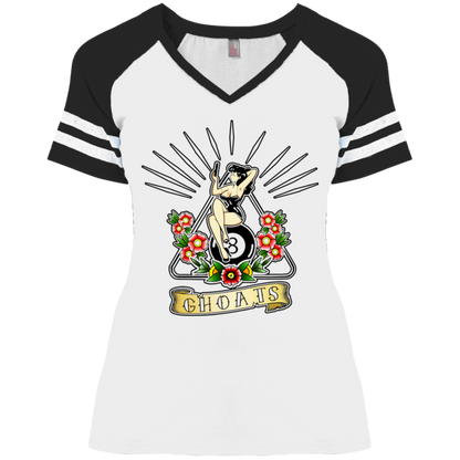 The GHOATS Custom Design. #23 Pin Up Girl. Ladies' Game V-Neck T-Shirt