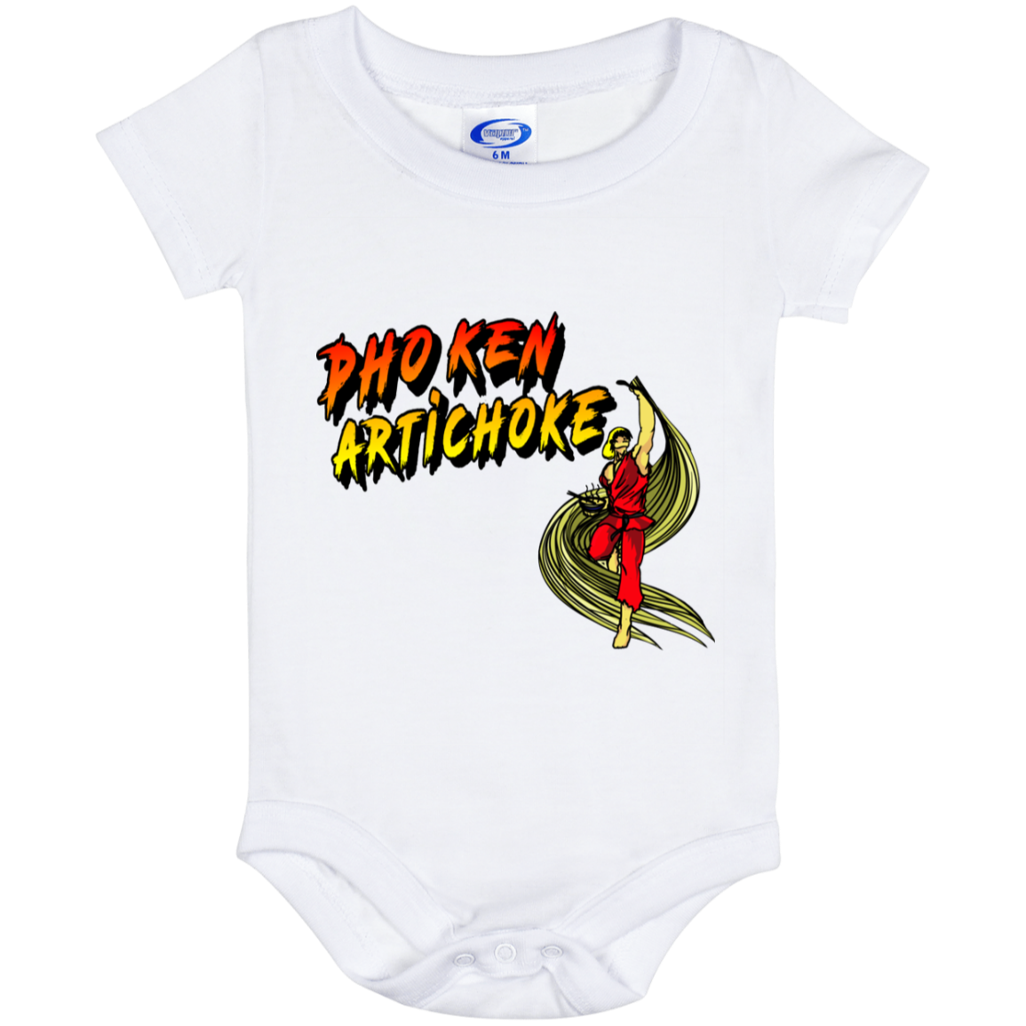 ArtichokeUSA Custom Design. Pho Ken Artichoke. Street Fighter Parody. Gaming. Baby Onesie 6 Month