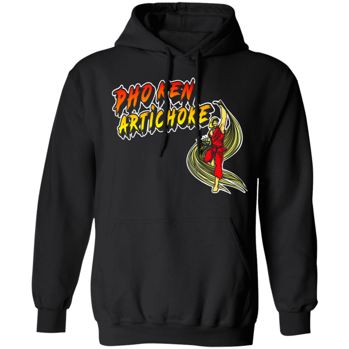 ArtichokeUSA Custom Design. Pho Ken Artichoke. Street Fighter Parody. Gaming. Pullover Hoodie