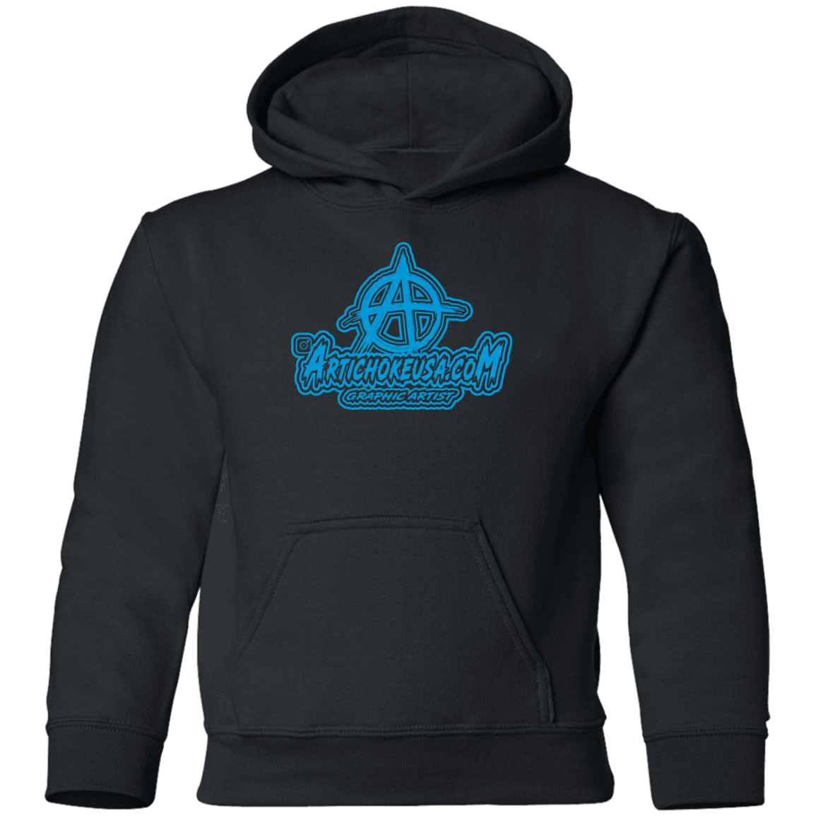 ArtichokeUSA Character and Font design. Let's Create Your Own Team Design Today. My first client Charles. Youth Pullover Hoodie