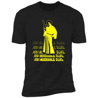 ArtichokeUSA Custom Design. You Miserable Slug. Carrie Fisher Tribute. Star Wars / Blues Brothers Fan Art. Men's Premium Short Sleeve T-Shirt