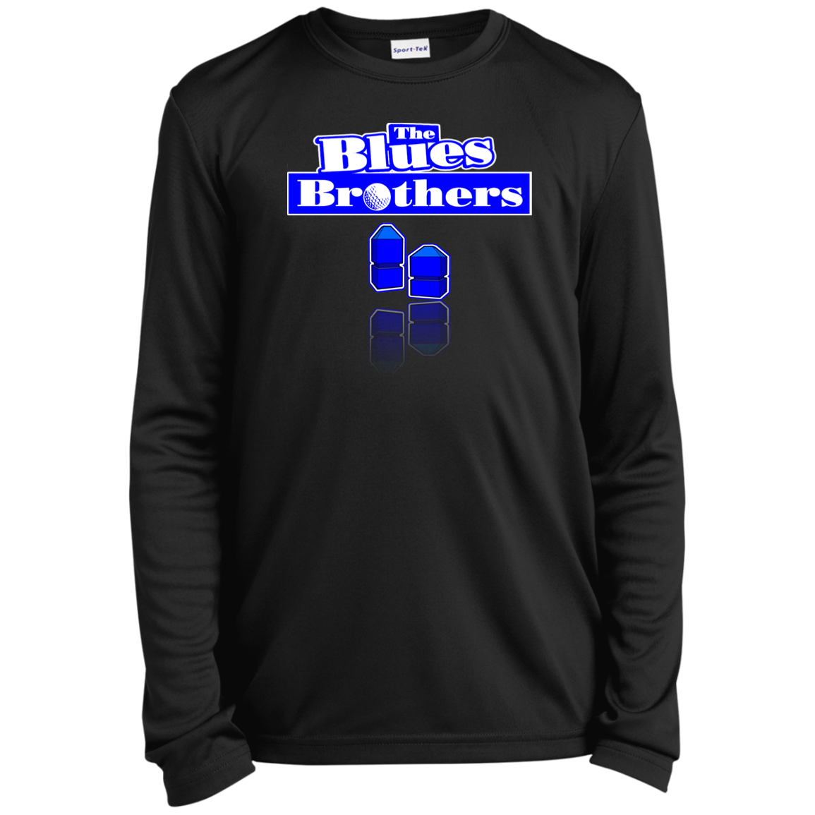 OPG Custom Design #3. Blue Tees Blues Brothers Fan Art. Youth 100% Polyester Long Sleeve Tee
