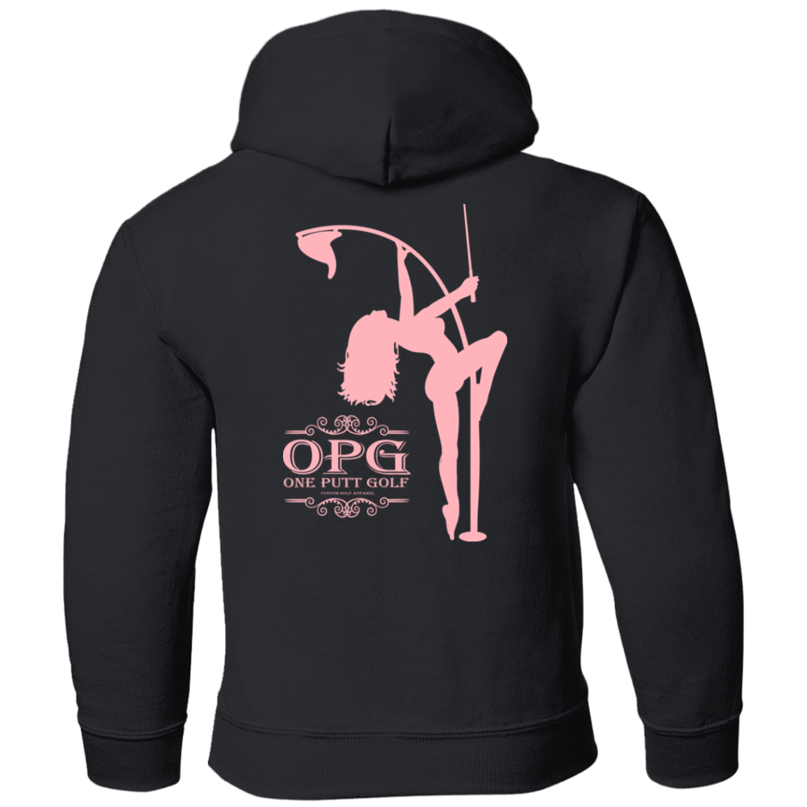 OPG Custom Design #10. Lady on Front / Flag Pole Dancer On Back. Youth Hoodie