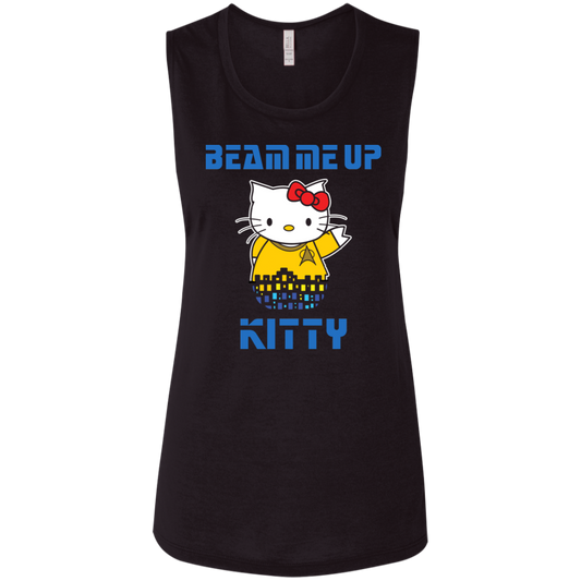 ArtichokeUSA Custom Design. Beam Me Up Kitty. Fan Art / Parody. Ladies' Flowy Muscle Tank