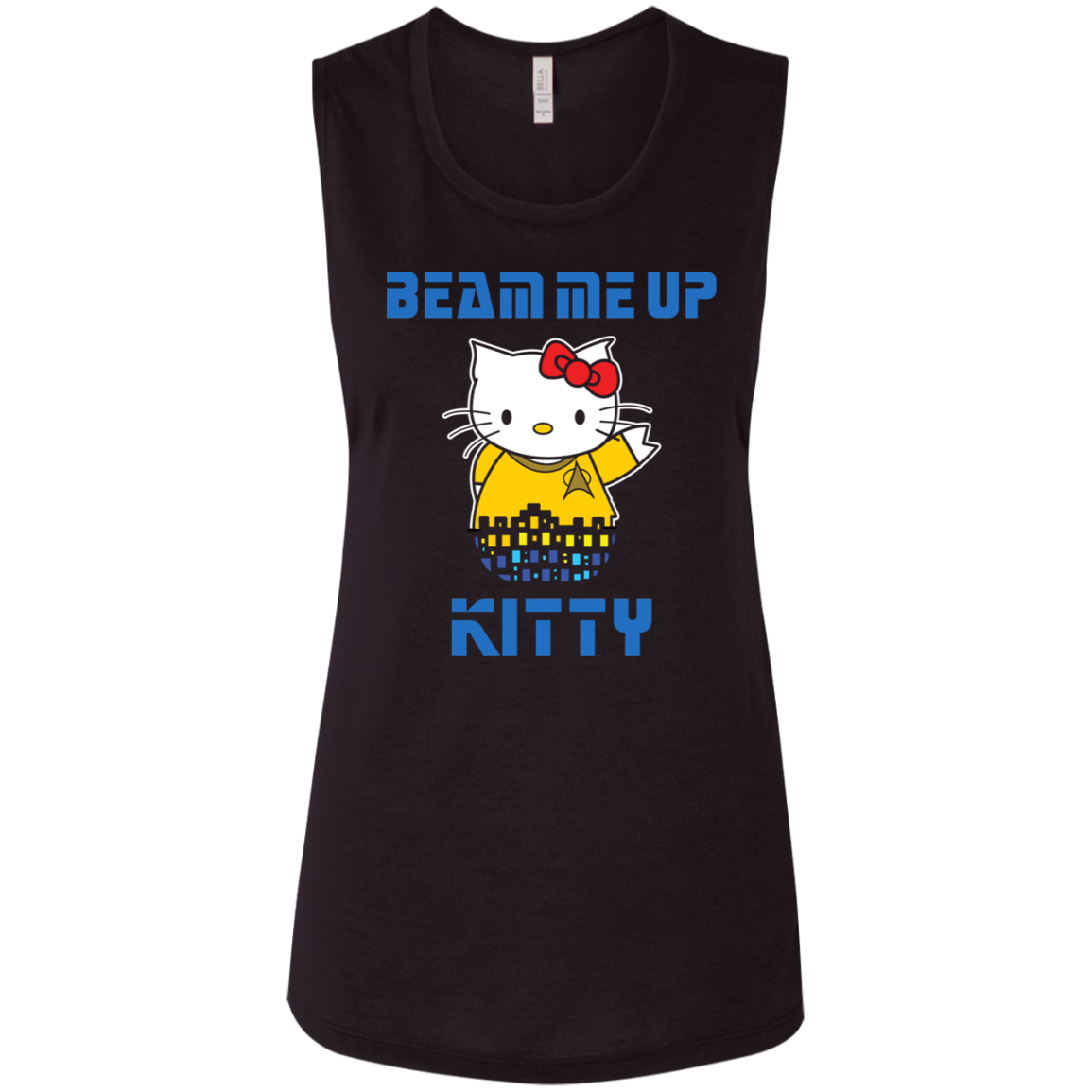 ArtichokeUSA Custom Design. Beam Me Up Kitty. Fan Art / Parody. Ladies' Flowy Muscle Tank