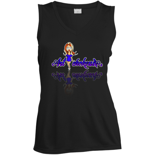 ArtichokeUSA Character and Font Design. Let’s Create Your Own Design Today. Blue Girl. Ladies' Sleeveless V-Neck