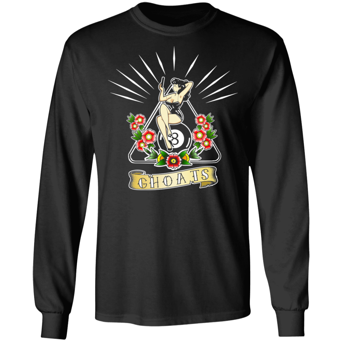 The GHOATS Custom Design. #23 Pin Up Girl. Long Sleeve Cotton T-Shirt