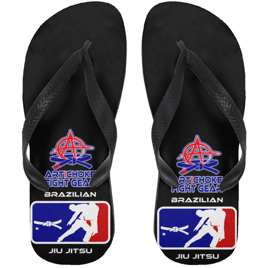 Artichoke Fight Gear Custom Design #4. MLB style BJJ. Adult Flip Flops