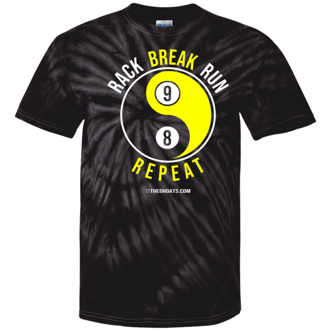 The GHOATS Custom Design #7. Rack Break Run Repeat. Ying Yang. Youth Tie Dye T-Shirt