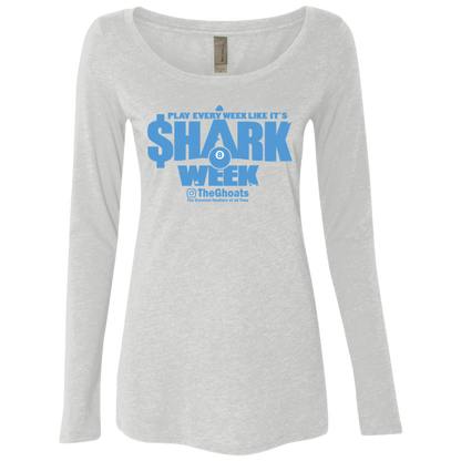 The GHOATS Custom Design. #32. Shark Week. Shark Life. Ladies' Triblend LS Scoop