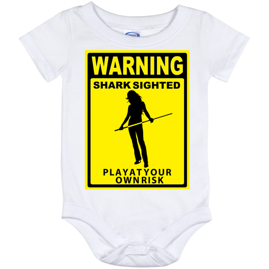 The GHOATS Custom Design. #34 Beware of Sharks. Play at Your Own Risk. (Ladies only version). Baby Onesie 12 Month