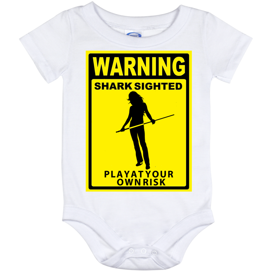 The GHOATS Custom Design. #34 Beware of Sharks. Play at Your Own Risk. (Ladies only version). Baby Onesie 12 Month