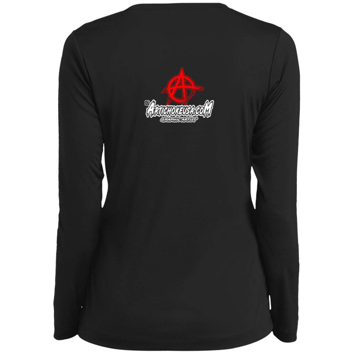 ArtichokeUSA Custom Design. RUN ART. RUN DMC Parody. Ladies’ Long Sleeve Performance V-Neck Tee