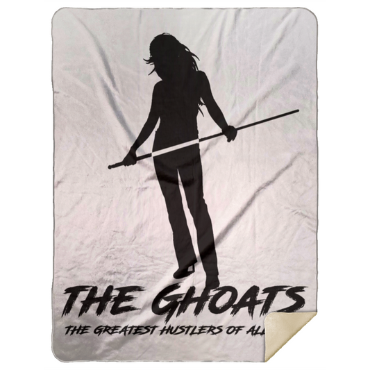 The GHOATS custom design #36. Shark Sighted. Female Pool Shark. Shoot At Your Own Risk. Pool / Billiards. Premium Mink Sherpa Blanket 60x80