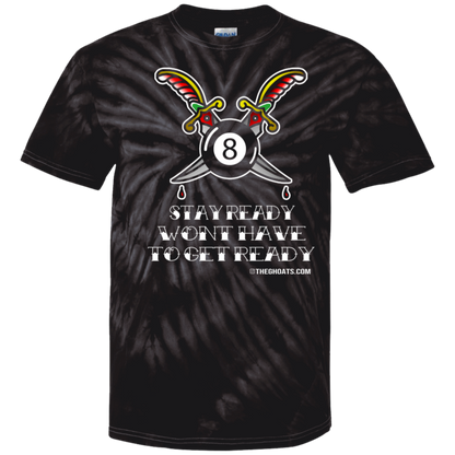 The GHOATS Custom Design #36. Stay Ready Won't Have to Get Ready. Tattoo Style. Ver. 1/2. Youth Tie Dye T-Shirt