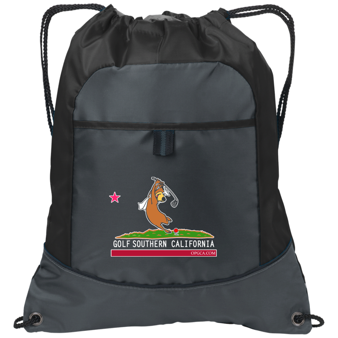 Custom Design #15. Golf Southern California with Yogi Fan Art. Pocket Cinch Pack