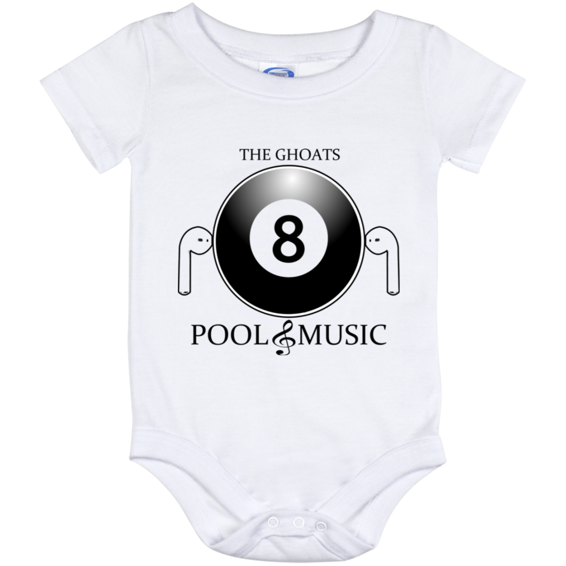 The GHOATS Custom Design. #19 Pool & Music. Baby Onesie 12 Month