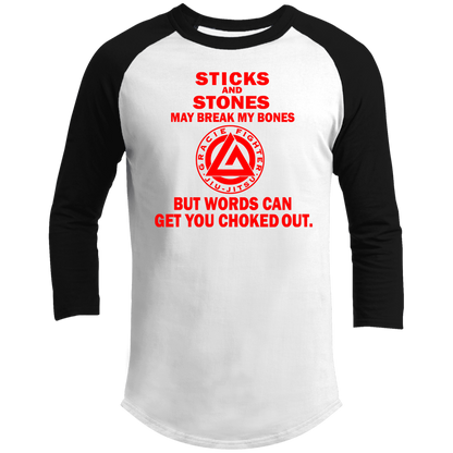 Artichoke Fight Gear Custom Design #19. Sticks and Stones. 3/4 Raglan Sleeve Shirt
