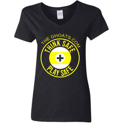 The GHOATS Custom Design. #31 Think Safe. Play Safe. Ladies' Basic V-Neck T-Shirt