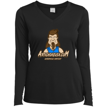 ArtichokeUSA Character and Font design. Let's Create Your Own Team Design Today. Mullet Mike. Ladies’ Long Sleeve Performance V-Neck Tee
