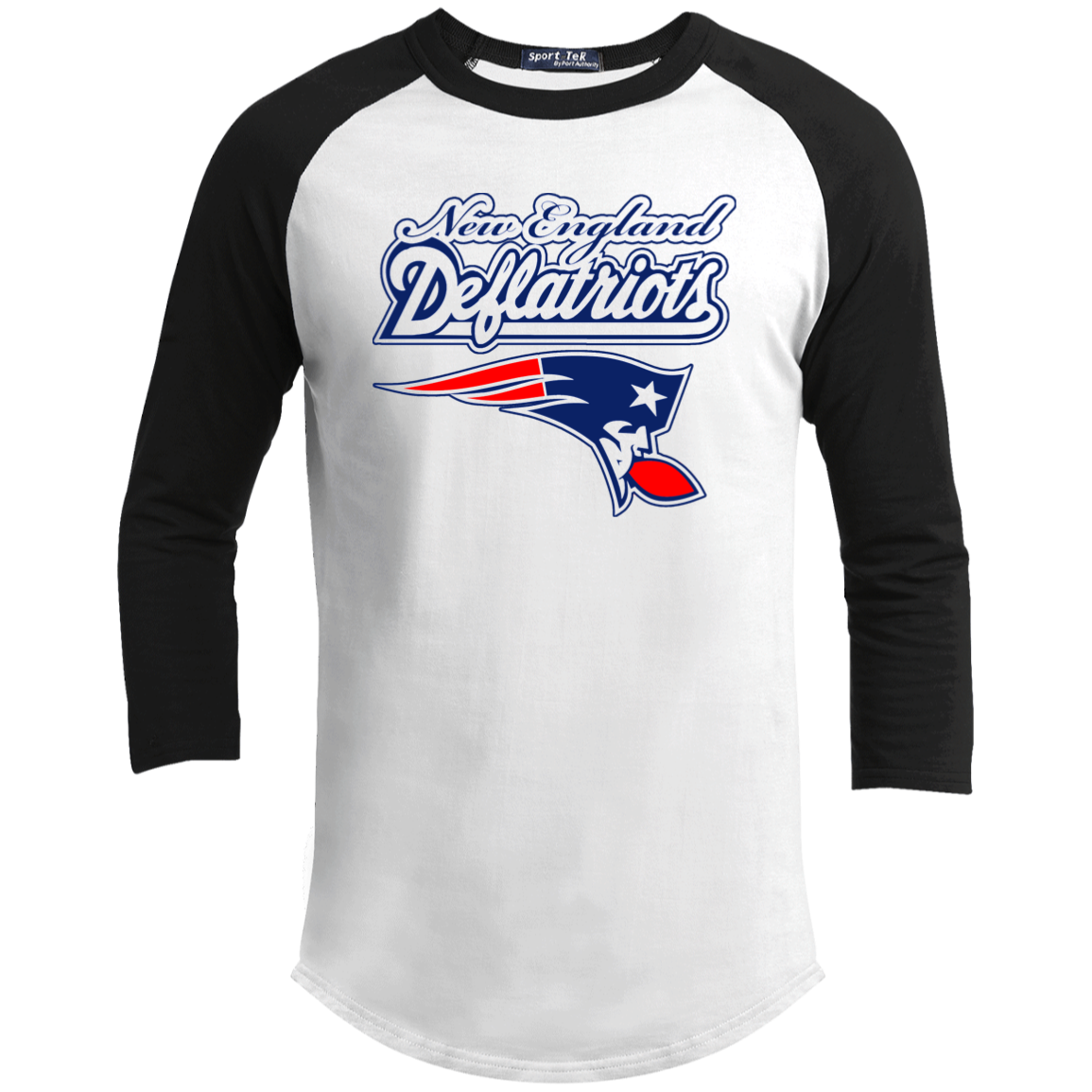 ArtichokeUSA Custom Design. New England Deflatriots. New England Patriots Parody. Youth 3/4 Raglan Sleeve Shirt
