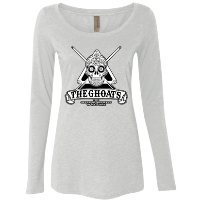 The GHOATS Custom Design #37. Sugar Skull Pool Theme. Ladies' Triblend LS Scoop