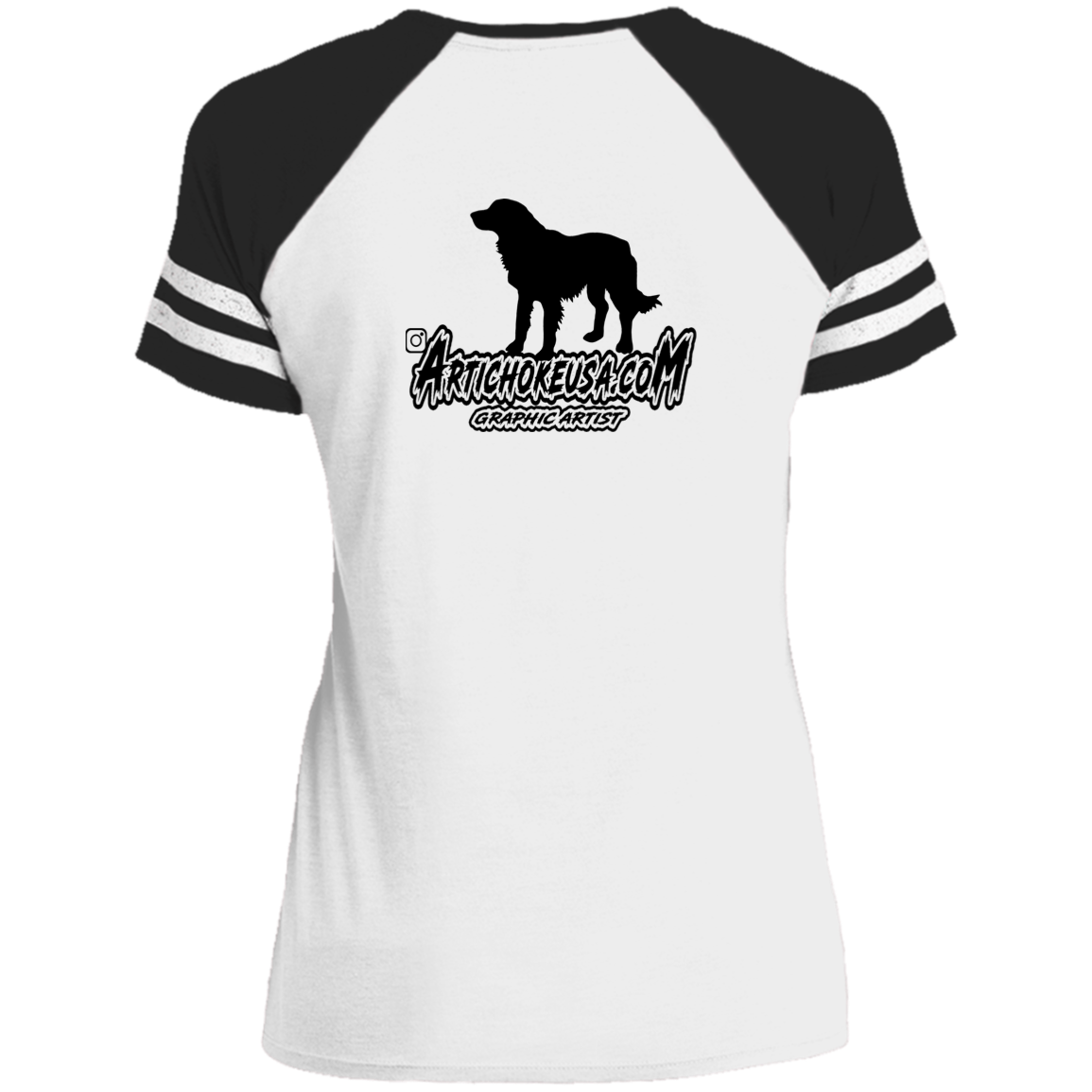 ArtichokeUSA Custom Design. Ruffing the Passer. Golden Lab Edition. Ladies' Game V-Neck T-Shirt