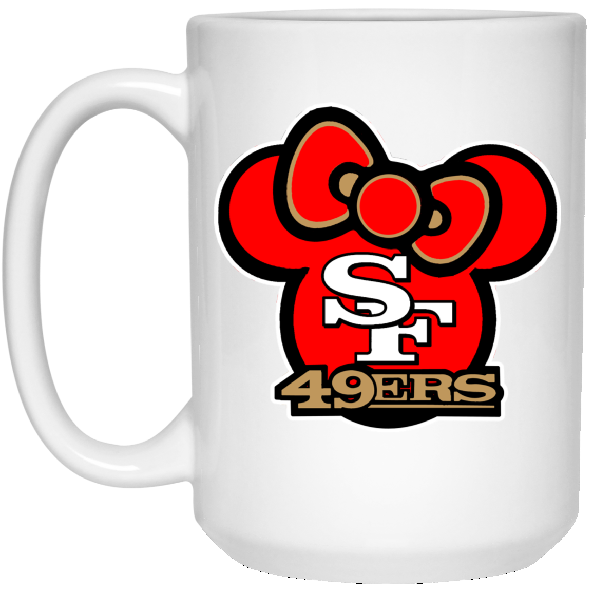 ArtichokeUSA Custom Design #51. Hello 49ers. SF 49ers/Hello Kitty Parody. TV Sports.  15 oz. White Mug