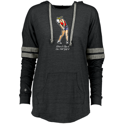OPG Custom Design #9. Drive it. Chip it. One Putt Golf It. Golf So. Cal.  Ladies Hooded Low Key Pullover