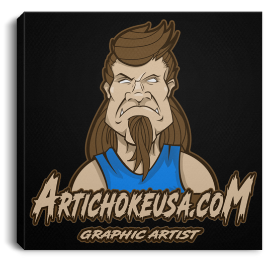 ArtichokeUSA Character and Font design. Let's Create Your Own Team Design Today. Mullet Mike. Square Canvas .75in Frame