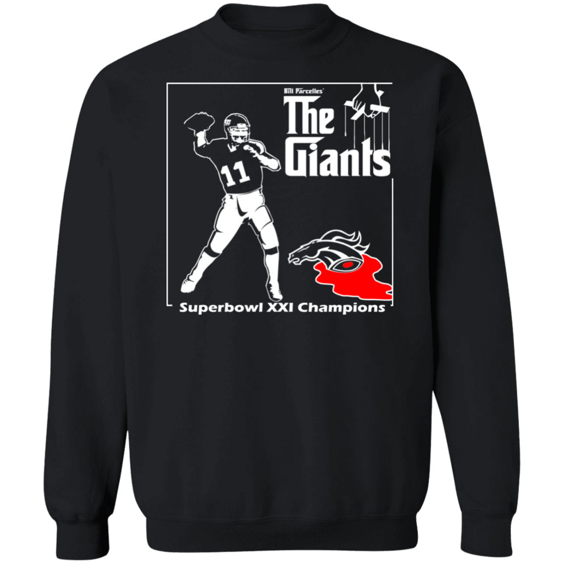 ArtichokeUSA Custom Design. Godfather Simms. NY Giants Superbowl XXI Champions. Fan Art. Crewneck Pullover Sweatshirt