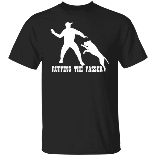 ArtichokeUSA Custom Design. Ruffing the Passer. Pitbull Edition. Male Version. 5.3 oz. T-Shirt
