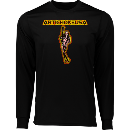 ArtichokeUSA Character and Font design. Let's Create Your Own Team Design Today. Mary Boom Boom. Long Sleeve Moisture-Wicking Tee